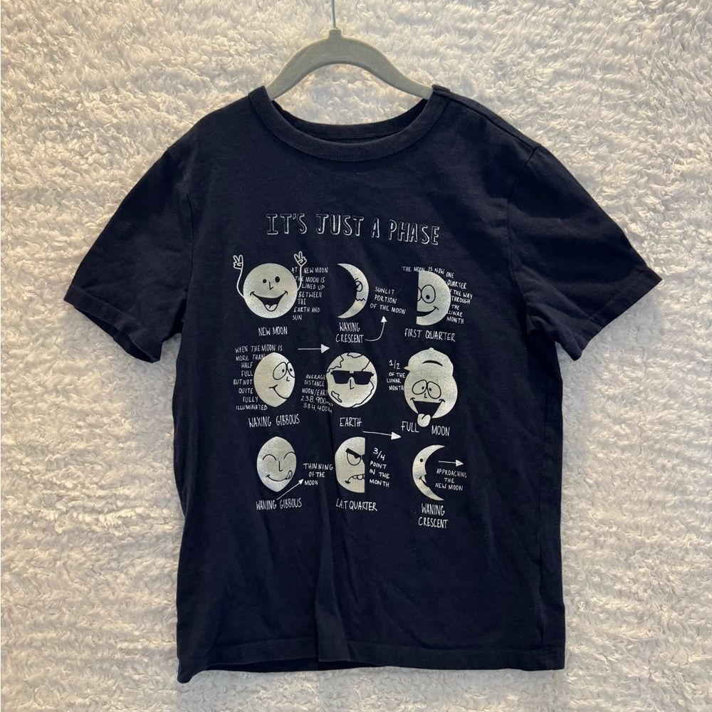 Kids navy Moon Phase T-Shirt space moon school educational gap